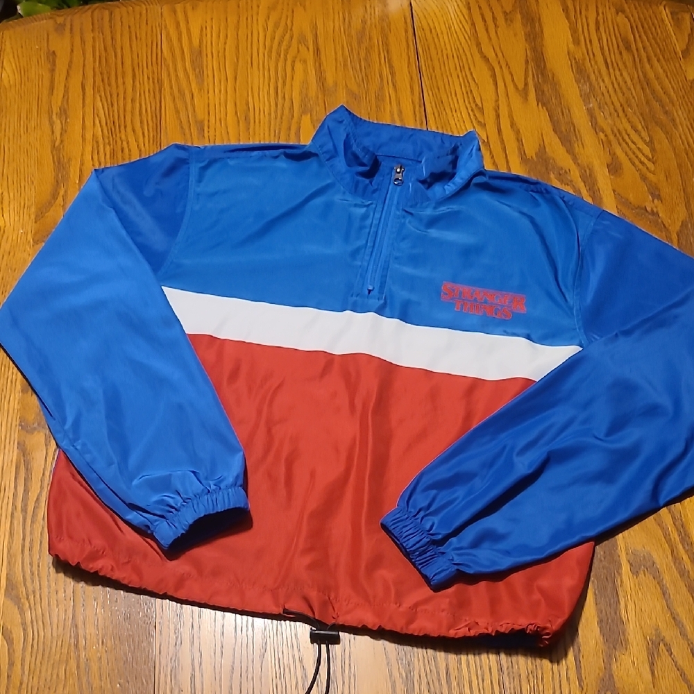 Stranger Things Blue and Red Windbraker Pullover Jacket - Men's Medium